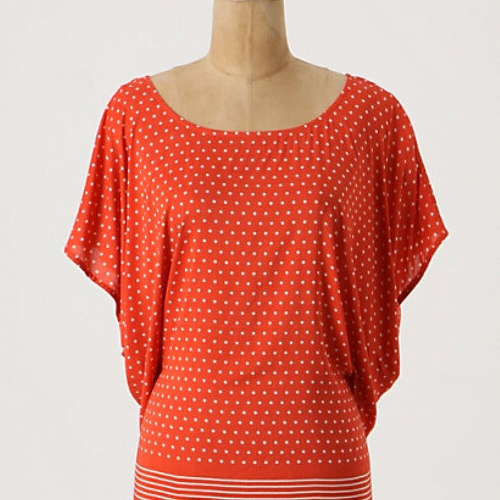 Anthropologie NWT, M Odille Orange Printed Top